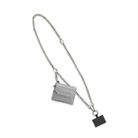 Silver Chain with Silver Zipper Pouch