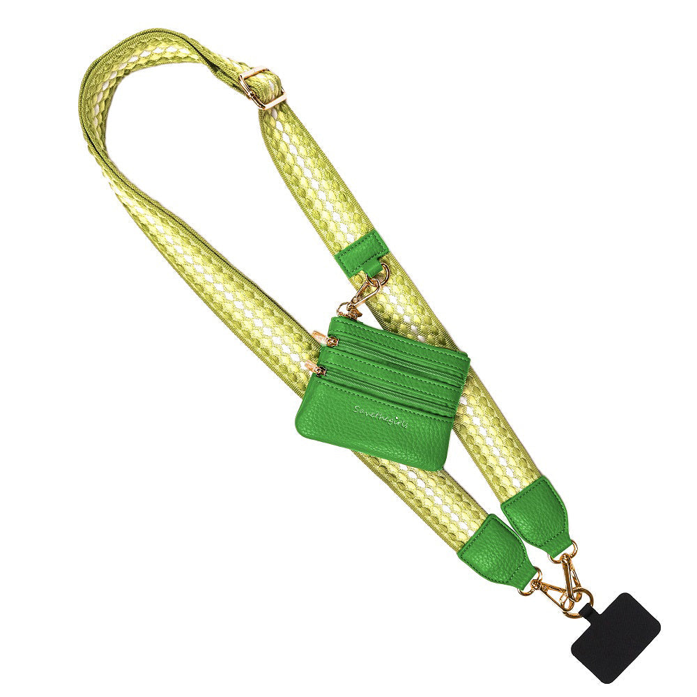 Clip & Go Strap w/Zippered Pouch Fun Dots Green