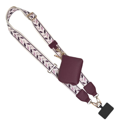 Clip & Go Strap w/RFID Pouch Leaf Pattern Pink