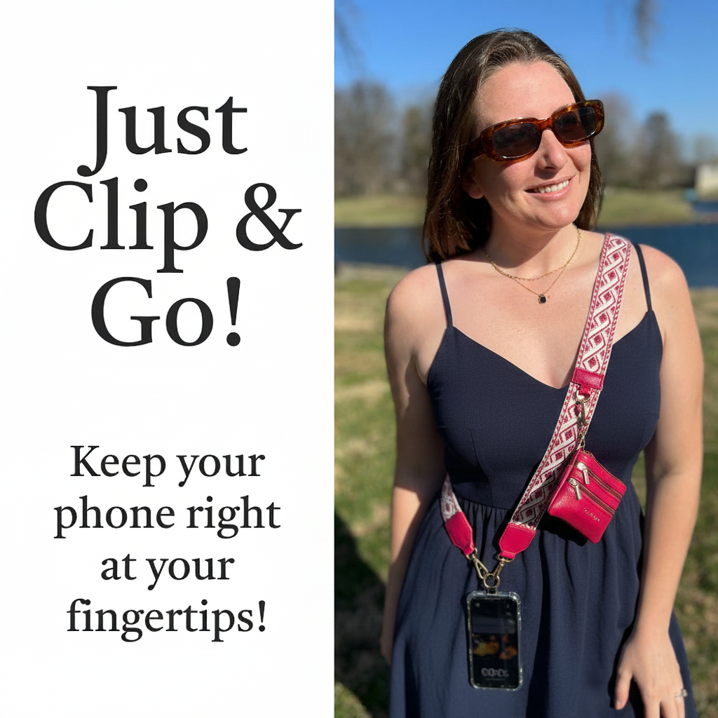 Clip & Go Strap w/Zippered Pouch XOXO Boysnberry