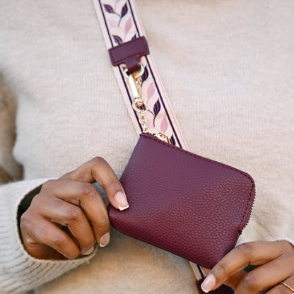 Clip & Go Strap w/RFID Pouch Leaf Pattern Pink
